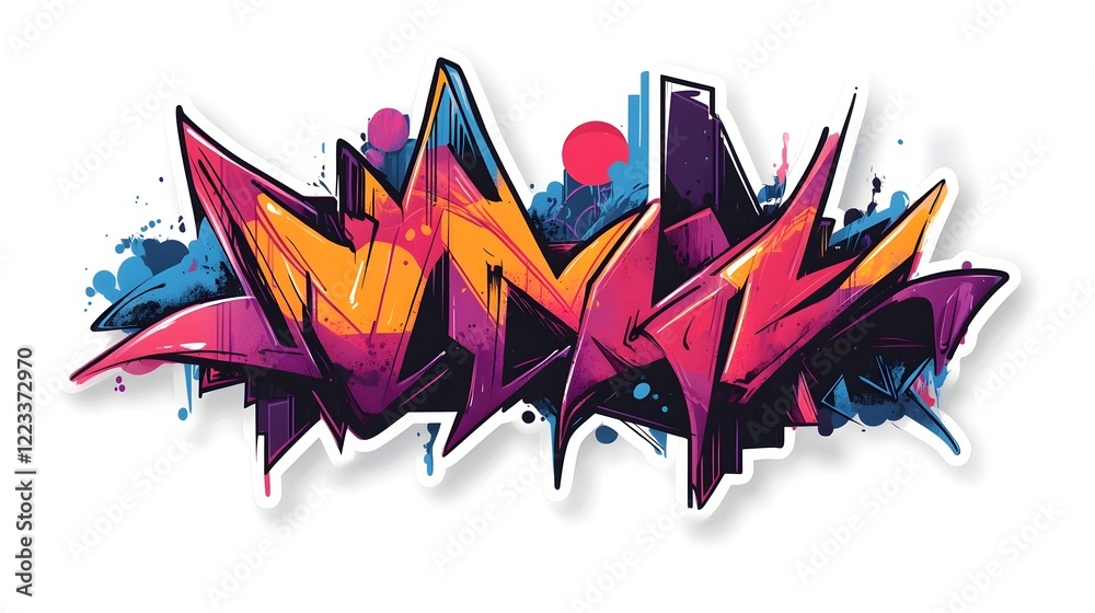 Fototapeta premium Vibrant Graffiti Inspired Colorful Abstract Wall Mural Art Design