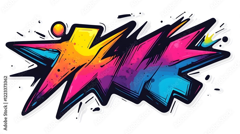 Naklejka premium Vibrant Abstract Explosion of Colorful Graffiti Style Street Art