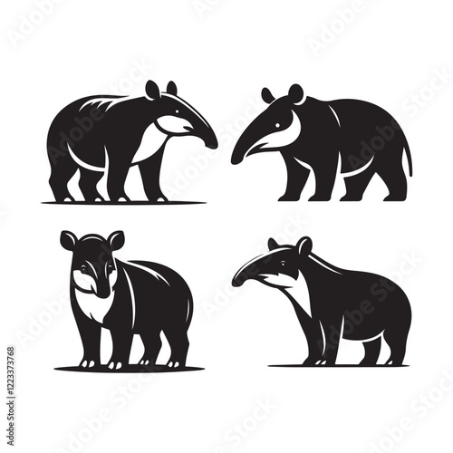 Minimalist Tapir Silhouette Vectors for Modern Wildlife Art