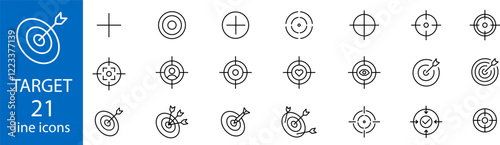 Aim & Target Icons Set - Bullseye & Goal Vector Collection 