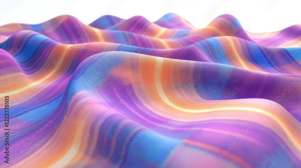 Fototapeta premium Colorful flowing fabric waves with vibrant patterns, creating a dynamic visual effect