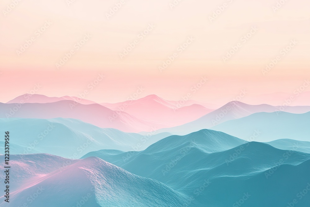 Fototapeta premium Surreal mountains landscape in pastel colors