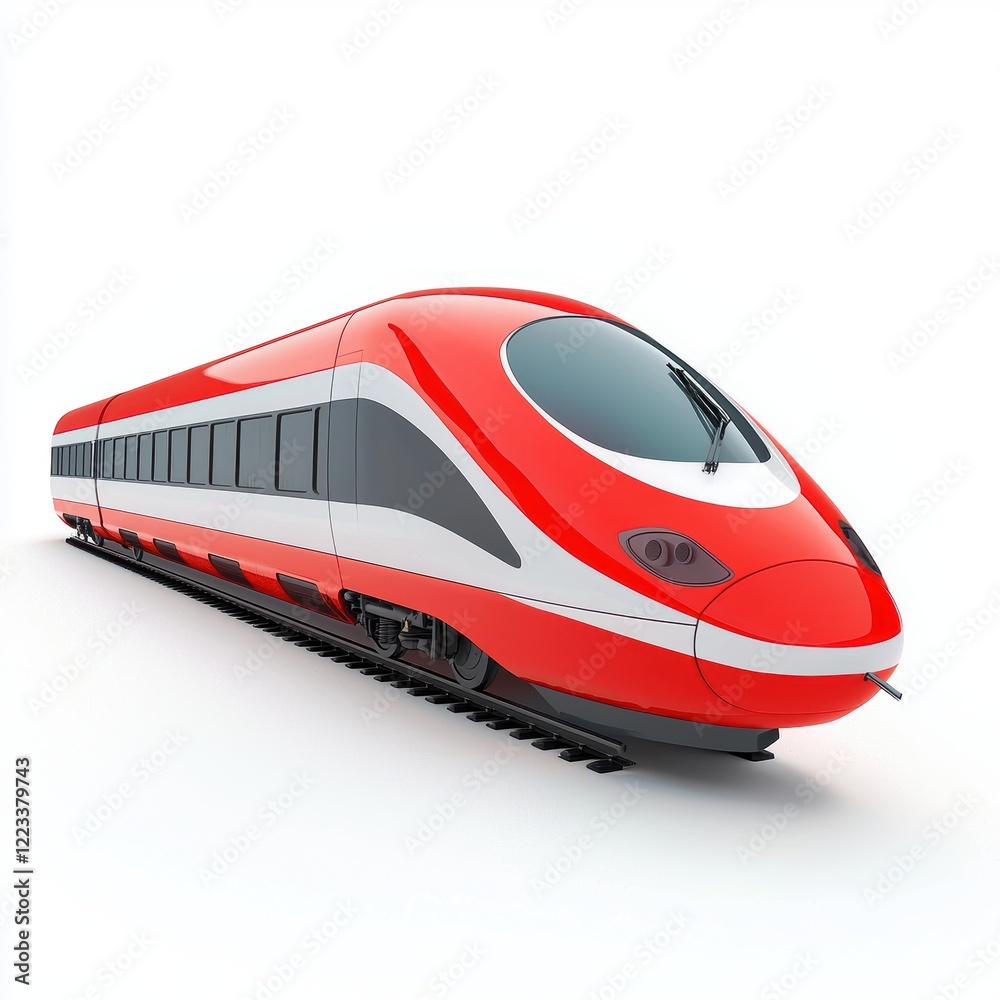Fototapeta premium 3D icon cartoon of a high-speed bullet train, modern and aerodynamic, isolated on a white background 