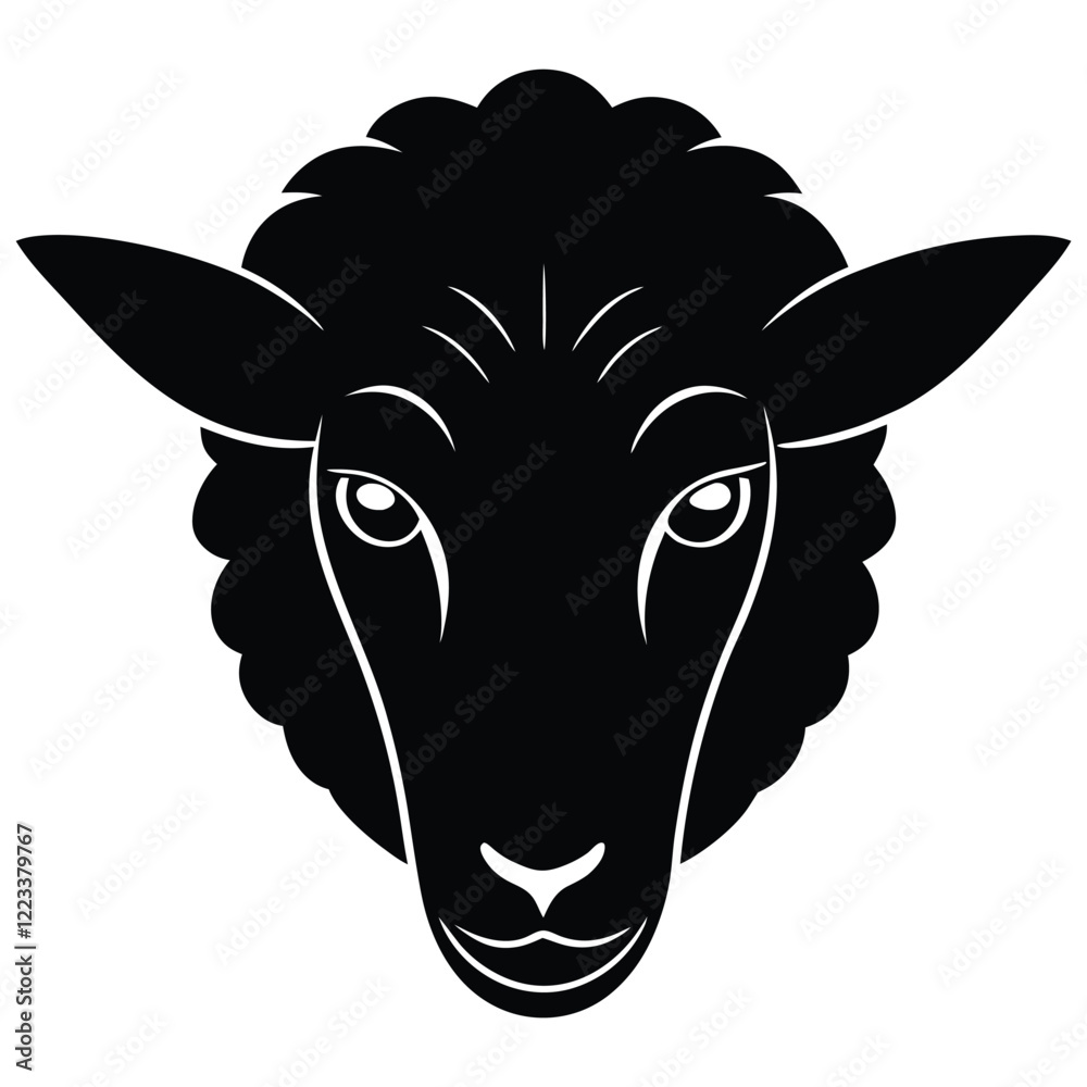 Fototapeta premium Sheep Head Silhouette Vector Art and Black Sheep Head Design Illustration