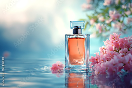 A limited-edition clear glass perfume bottle mockup