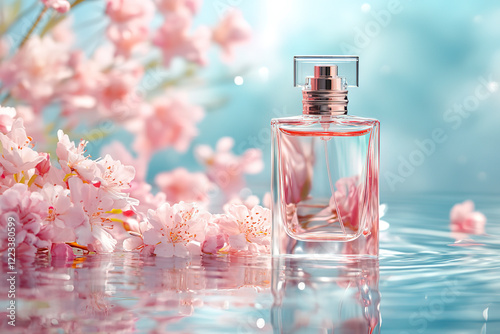 A limited-edition clear glass perfume bottle mockup