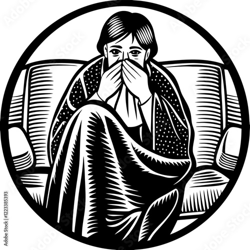 illustration of a sick person in silhouette health.