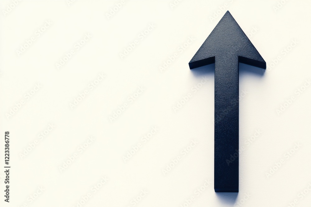 A simple black arrow pointing upwards on a light background, symbolizing direction, progress, or growth.