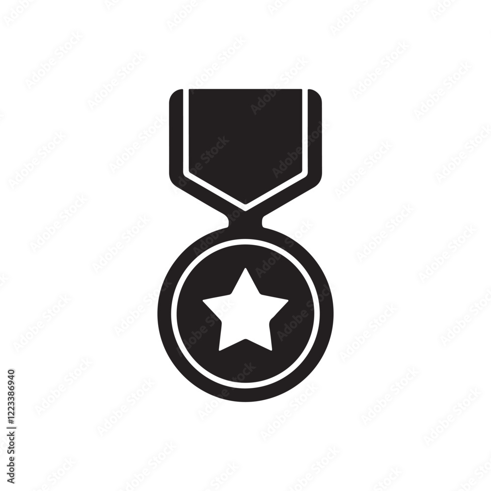Award Medal Icon with Star Symbol in Black and White Minimalist Design
Award Medal Icon with Star Symbol in Black and White Minimalist Design