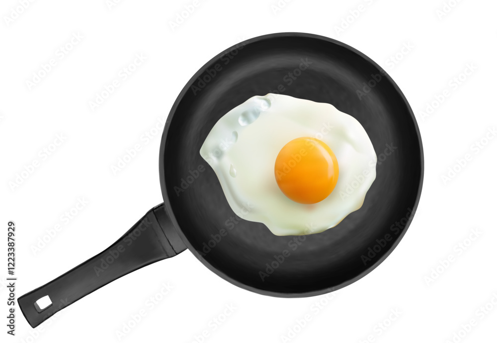 Realistic fried eggs in a frying pan. 3d fried eggs with frying pan Realistic fried eggs in a frying pan. 3d fried eggs with frying pan