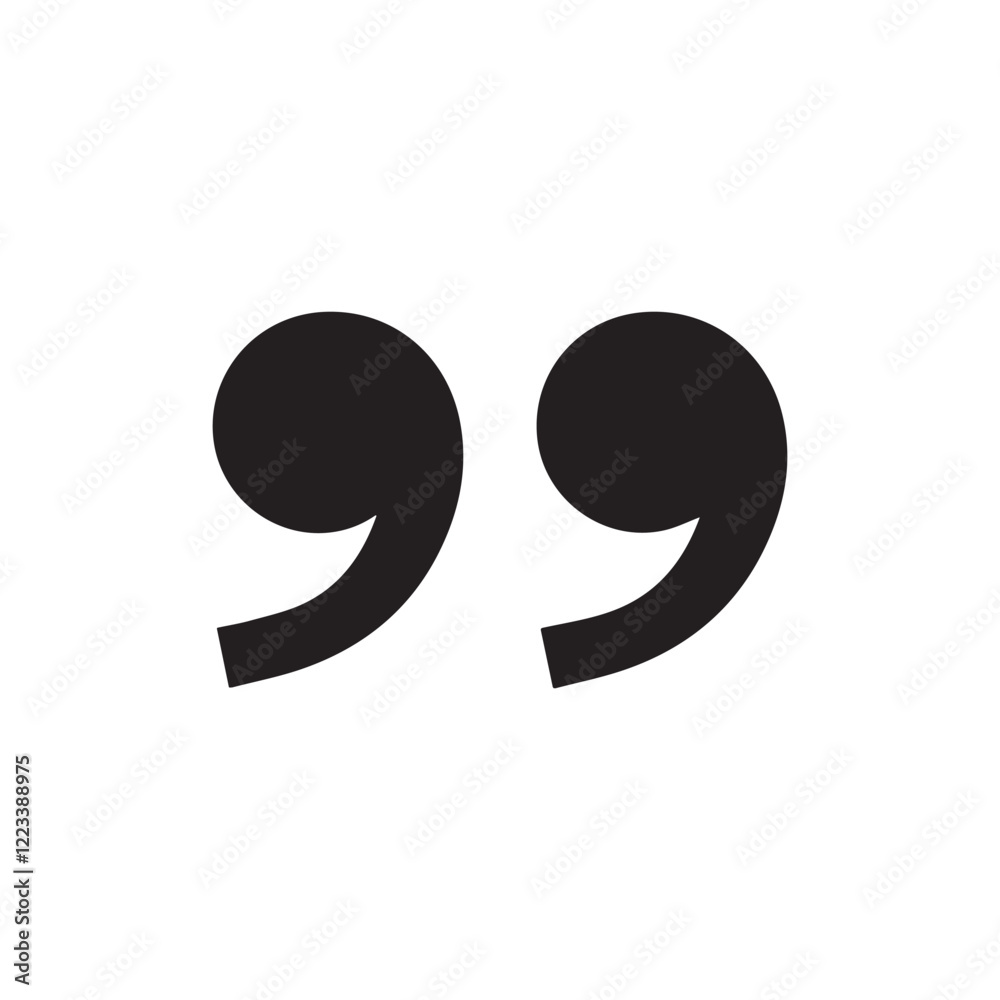 Minimalist Quotation Mark Icon in Black and White Vector Minimalist Quotation Mark Icon in Black and White Vector