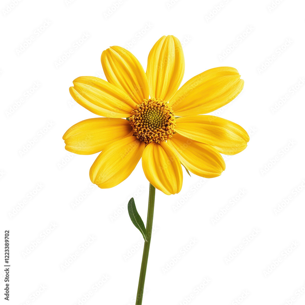 Bright yellow flower with vibrant petals on a clean Transparent background showcasing natural beauty and simplicity, cute yellow flower isolated Bright yellow flower with vibrant petals on a clean Transparent background showcasing natural beauty and simplicity, cute yellow flower isolated