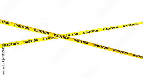 Yellow caution tape on transparent background photo