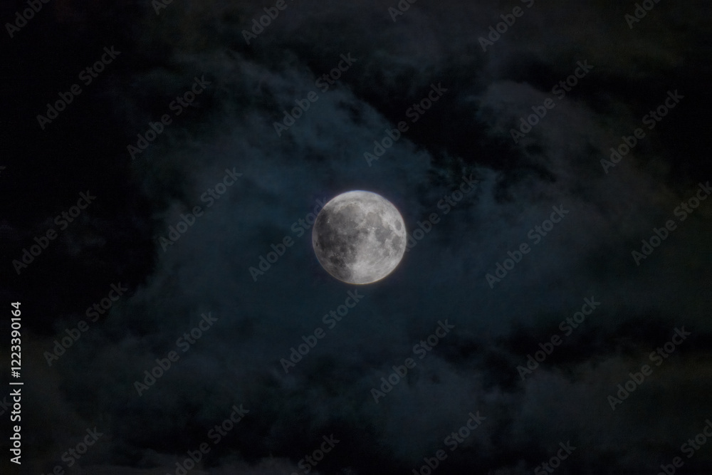 full moon and clouds