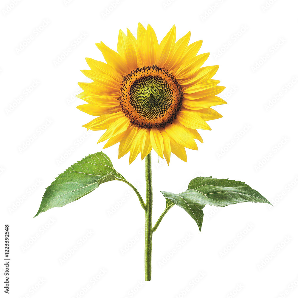 Obraz premium Bright sunflower standing tall against a clean Transparent background highlighting its vibrant colors and natural beauty, Sunflower isolated on PNG background