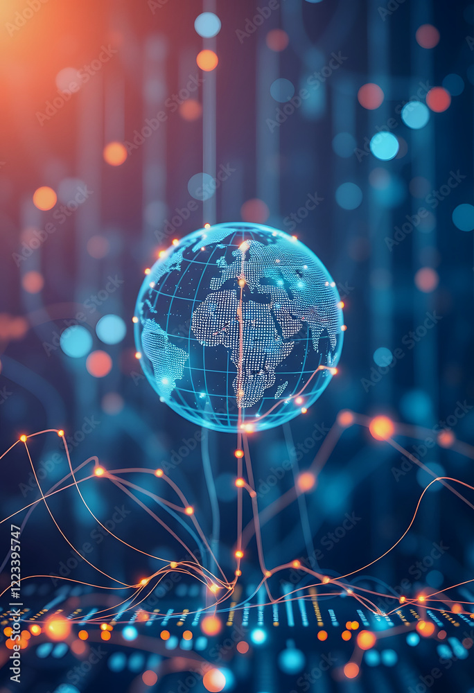 Fototapeta premium Communication technology for internet global networking background, photo, with white tones