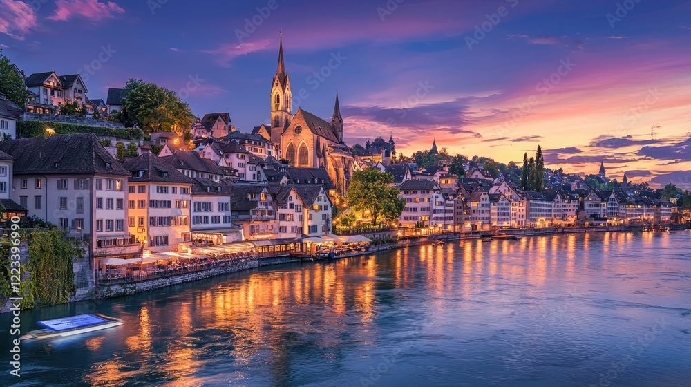 Fototapeta premium Enthralling Sunset over the Charming Cityscape 