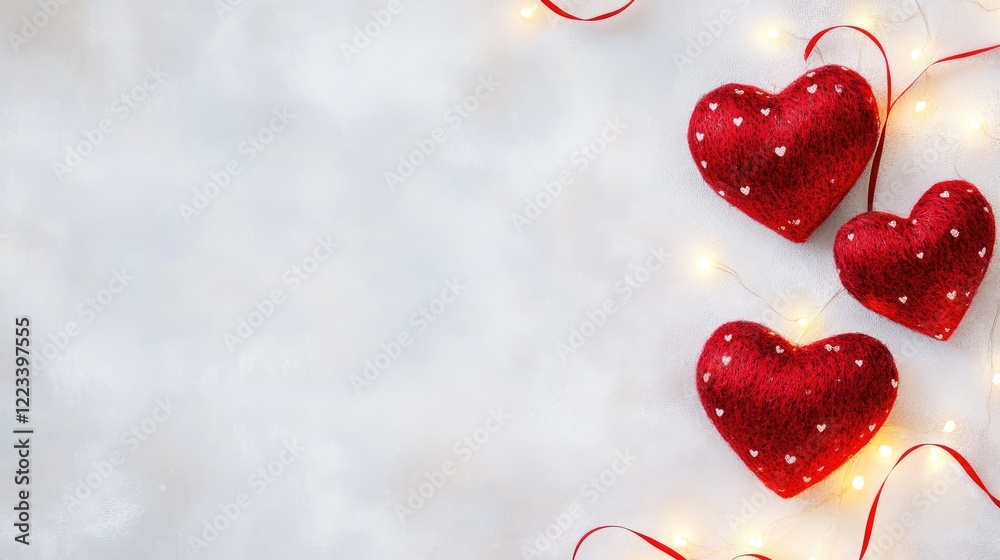 Three Red Hearts With Tiny White Hearts Pattern Design Three Red Hearts With Tiny White Hearts Pattern Design