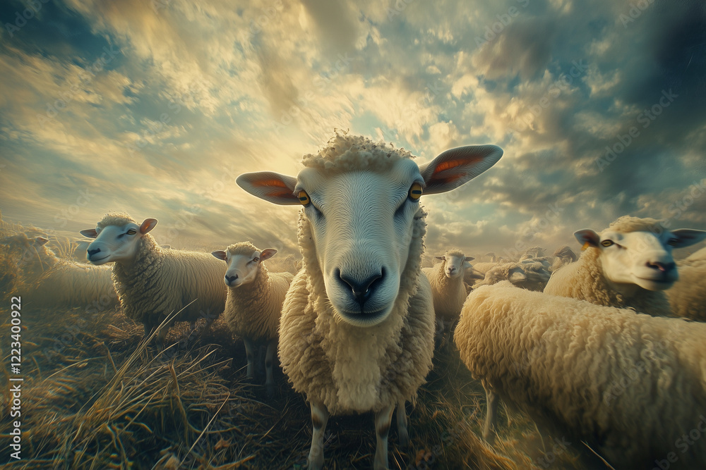 Fototapeta premium Sheep on pasture