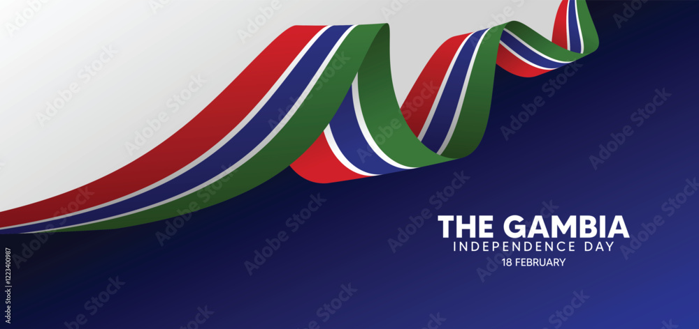Obraz premium The Gambia Independence Day 18 February flag ribbon vector poster
