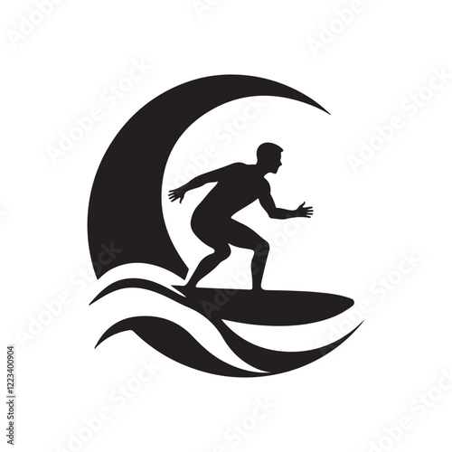 Silhouette surfer vector art illustrtion