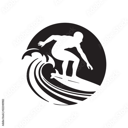 Silhouette surfer vector art illustrtion