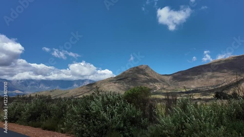 Western Cape South Africa.  07.01.2025. Video. Drive through the  Limiet mountain range along Bainskloof  Pass between Wellington and Ceres  Western Cape South Africa. photo