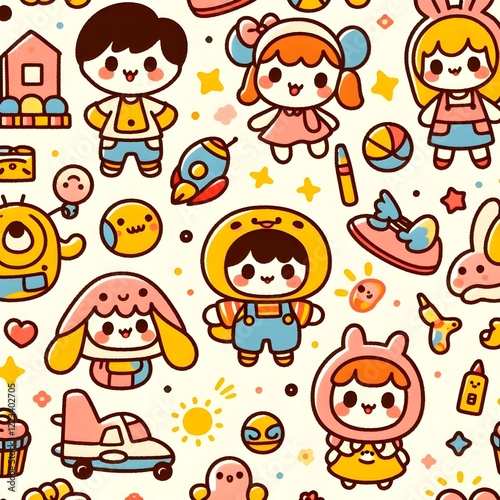 A cute children with toys wallpaper 