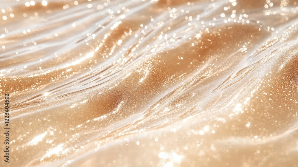 Naklejka premium Beautiful beige shiny texture. Selective focus.