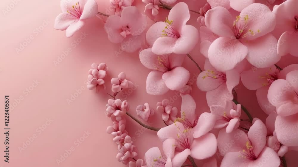 Elegant pink orchids blossoming on soft pastel background with graceful light play