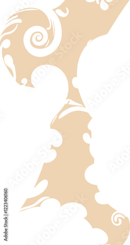  Design featuring a beige and white silhouette of a stylized floral pattern. The intricate swirls and flowing curves evoke a sense of delicacy and sophistication, making it suitable for decorative