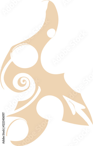  Design featuring a beige and white silhouette of a stylized floral pattern. The intricate swirls and flowing curves evoke a sense of delicacy and sophistication, making it suitable for decorative