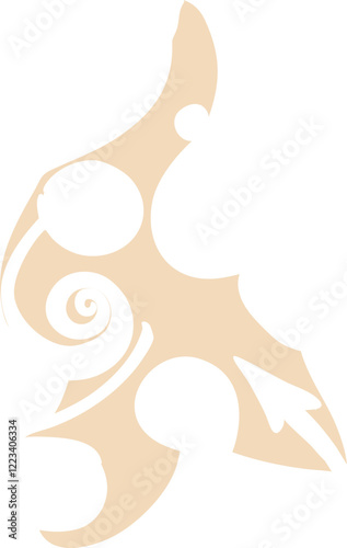  Design featuring a beige and white silhouette of a stylized floral pattern. The intricate swirls and flowing curves evoke a sense of delicacy and sophistication, making it suitable for decorative