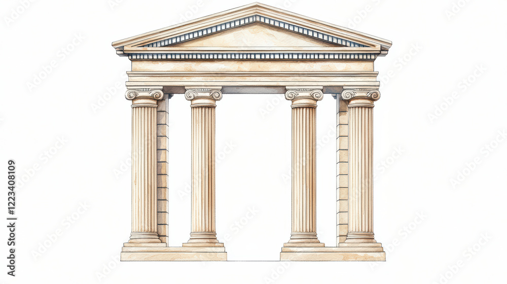 Obraz premium Ancient architectural structure with four columns and triangular pediment