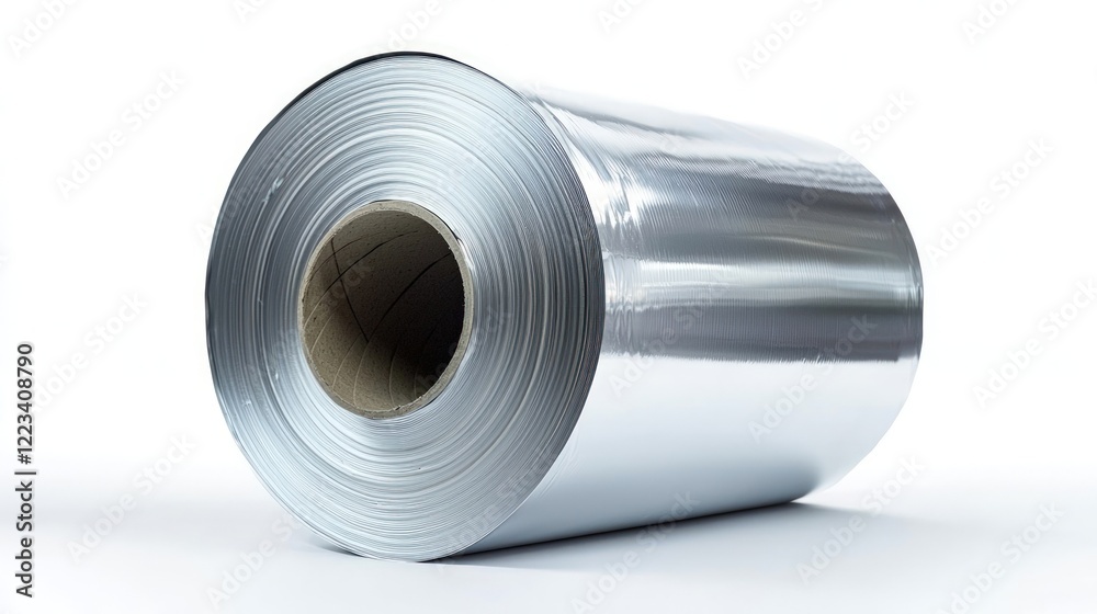 Aluminum foil roll in its packaging isolated on the white background Aluminum foil roll in its packaging isolated on the white background