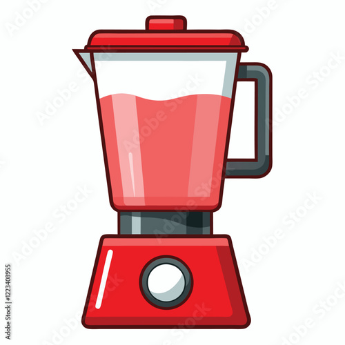 Red Electric Blender Vector Illustration ? Glass Jar, Cartoon Clipart, and Line Art Design.eps