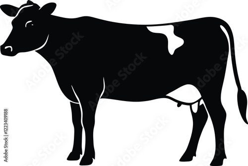 jersey cow silhouette, cow flat vector illustration,jersey cow symbol