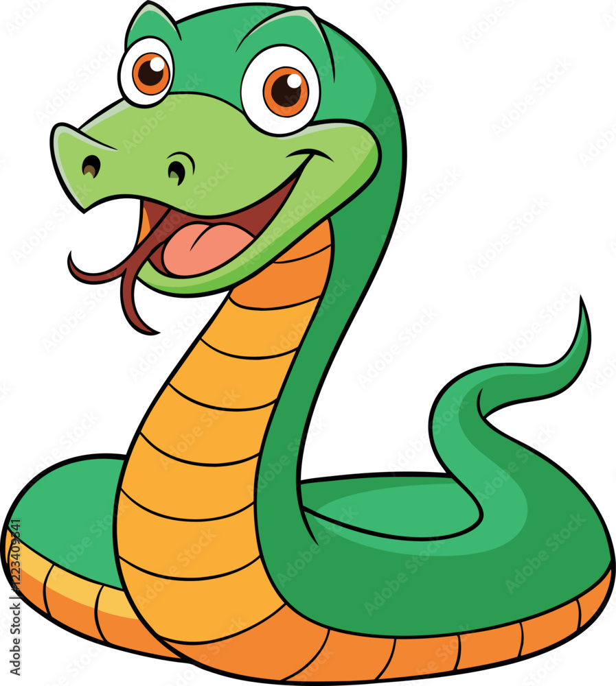 Fototapeta premium cartoon snake vector art illustration on a white background