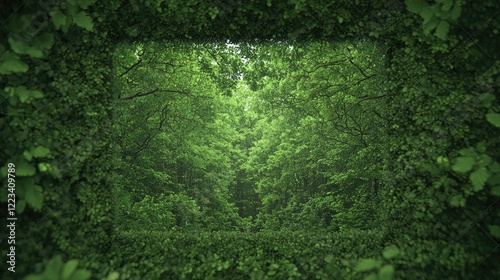 Wallpaper Mural Lush green forest path, sunlight filtering through leaves, nature background, ideal for tranquility themes Torontodigital.ca