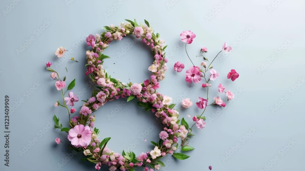 Blooming floral number creating elegant movement with pink petals Blooming floral number creating elegant movement with pink petals
