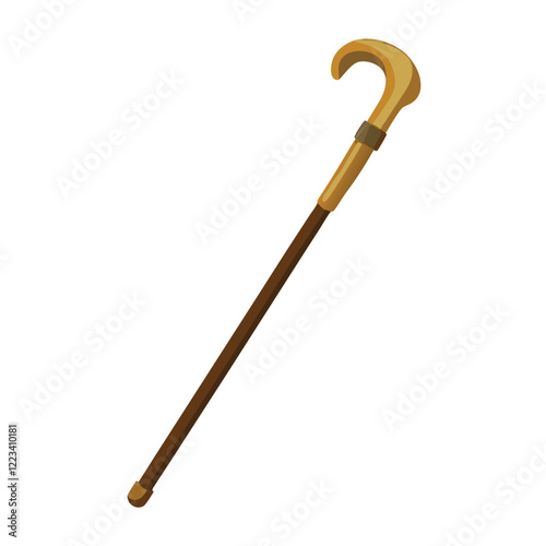 Walking Stick Vector Illustration - Cartoon, Clipart & Line Art Design 1.eps
