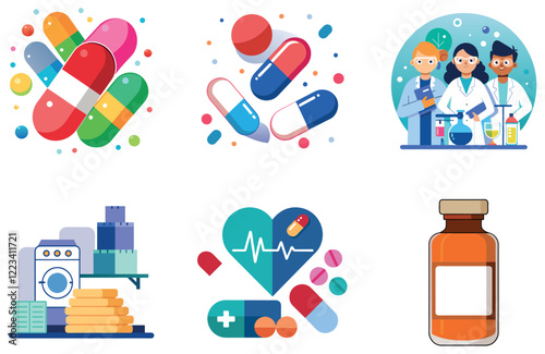 Hospital worker carrying heavy medicine Bundle. sanitation Collection Stickers