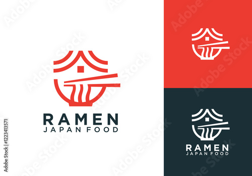 noodles with house logo. asian food restaurant japanese vector design concept