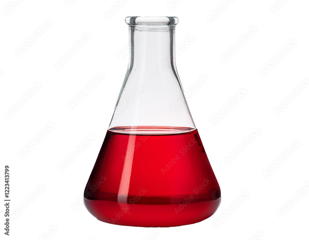 Flask with red liquid isolated on white background, cutout Flask with red liquid isolated on white background, cutout