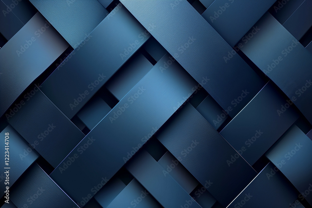 Abstract Dark Blue Interwoven Pattern with Metallic Texture and 3D Depth Effect Abstract Dark Blue Interwoven Pattern with Metallic Texture and 3D Depth Effect