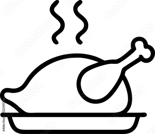 Baked chicken on plate icon