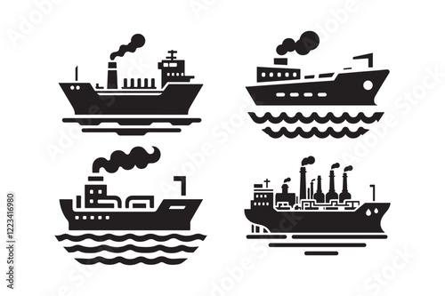 Oil Tanker Silhouette Vector Illustrations – Premium Maritime Graphics