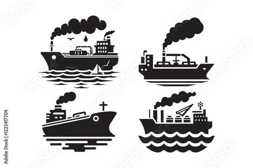 Oil Tanker Silhouette Vector Illustrations – Premium Maritime Graphics