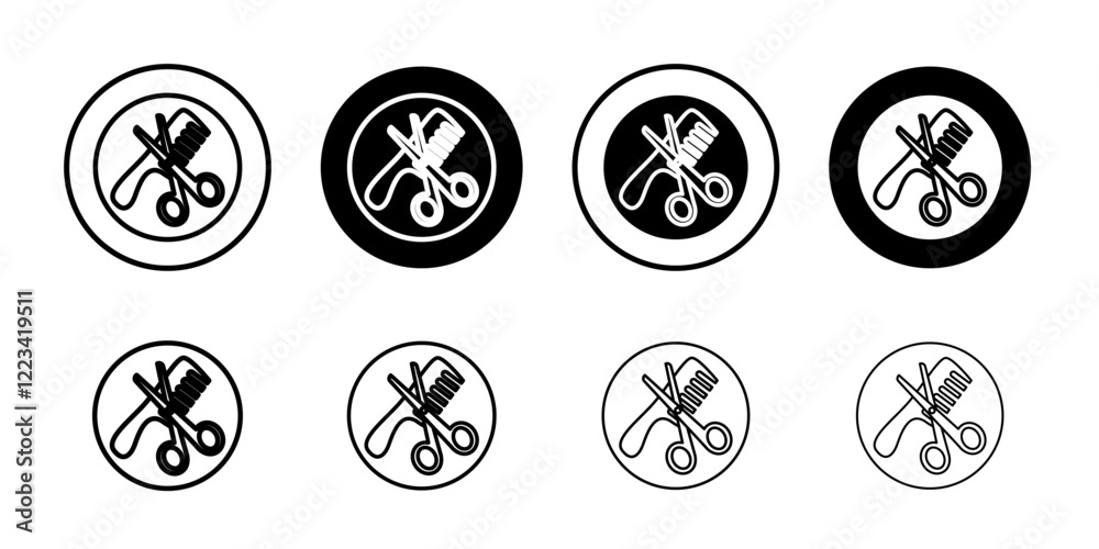 Hairdresser service icon Vector logo set flat Hairdresser service icon Vector logo set flat