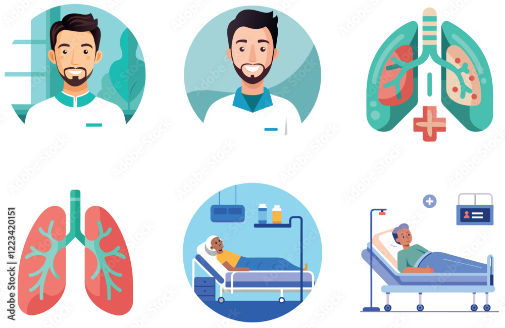 Fototapeta premium Doctor's Medicine Bundle: Diagnosis and Treatment Collection Stickers